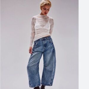 We The Free Free People mid rise lucky you barrel Jean